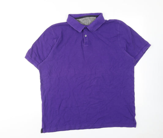 Modern Essentials Mens Purple Cotton Polo Size XL Collared Button