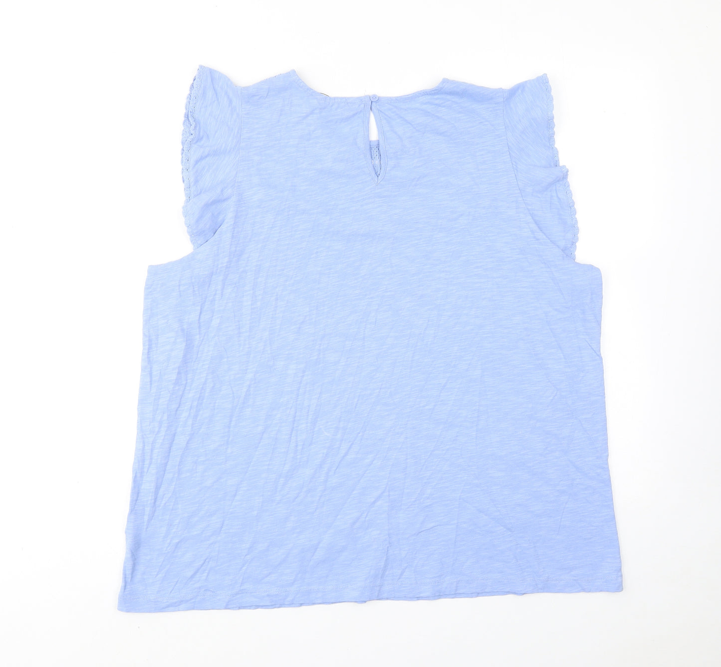 Marks and Spencer Womens Blue Cotton Basic Tank Size 20 Round Neck