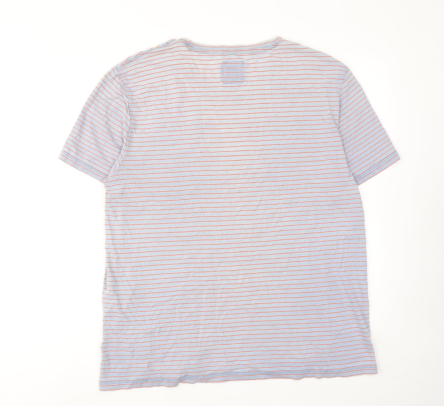 Fat Face Mens Blue Striped Cotton T-Shirt Size XL Round Neck