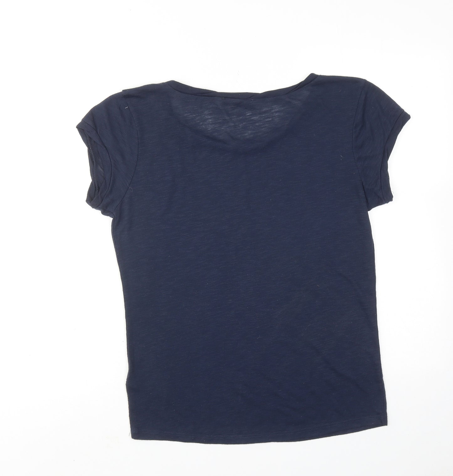 Oasis Womens Blue Polyester Basic T-Shirt Size S Round Neck