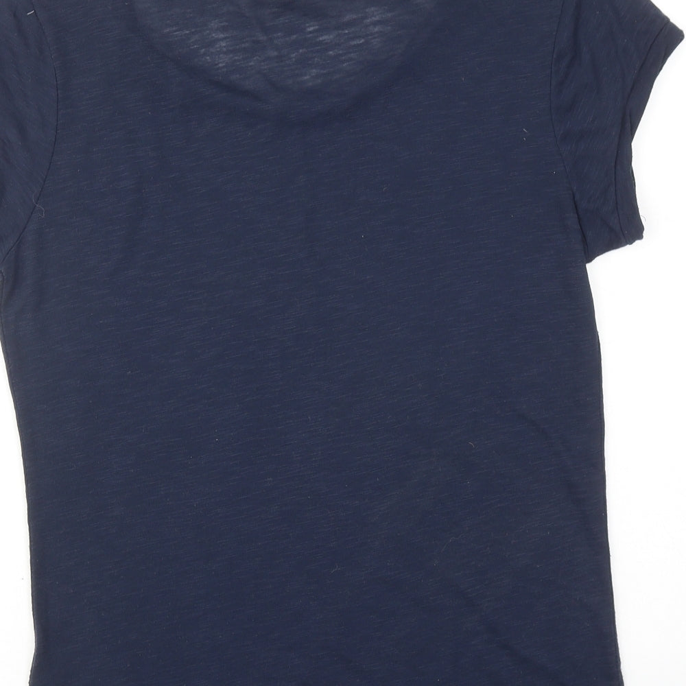 Oasis Womens Blue Polyester Basic T-Shirt Size S Round Neck