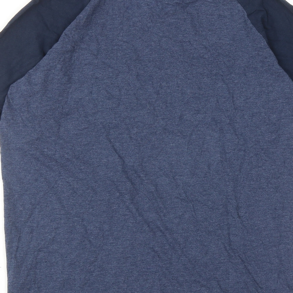 Threadbare Mens Blue Colourblock Cotton T-Shirt Size S Round Neck