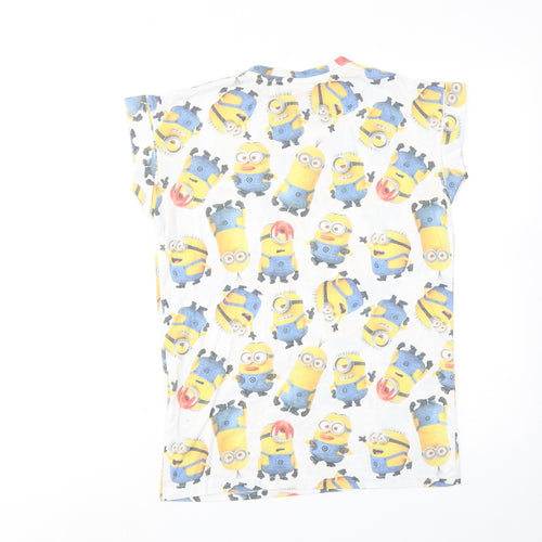 Despicable Me Womens Multicoloured Geometric Polyester Basic T-Shirt Size 6 Round Neck - Minions