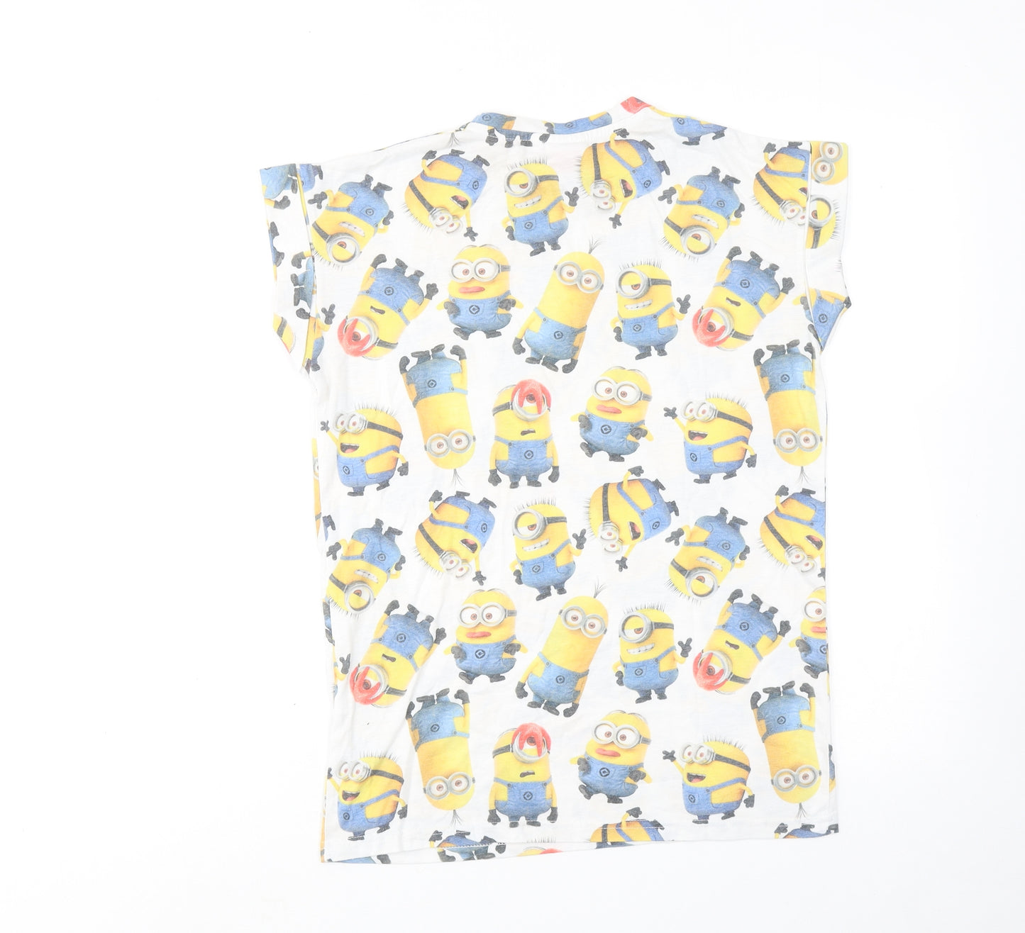 Despicable Me Womens Multicoloured Geometric Polyester Basic T-Shirt Size 6 Round Neck - Minions