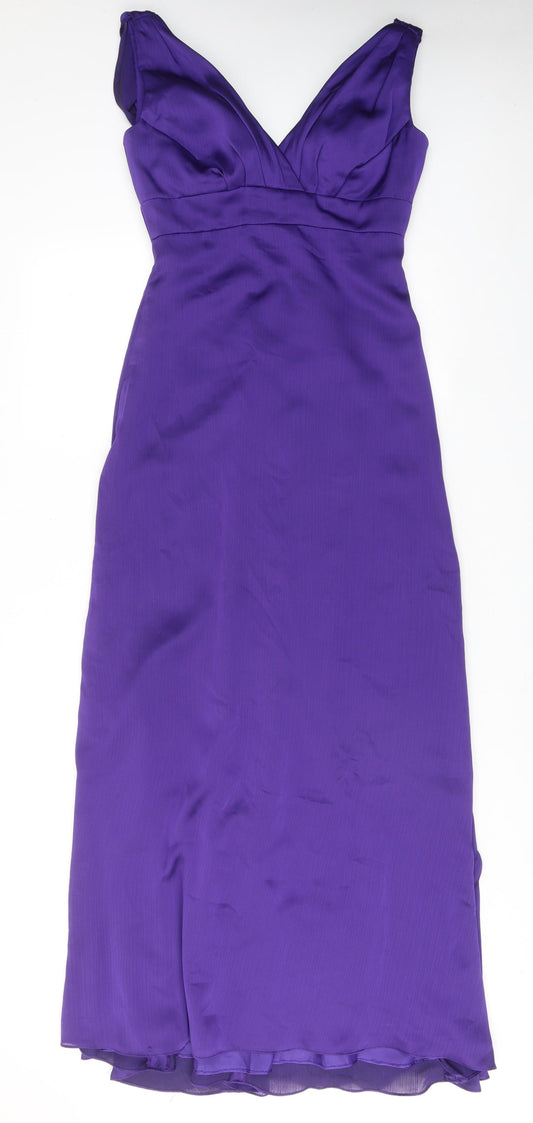 Belsoie Womens Purple Polyester A-Line Size 12 V-Neck Zip