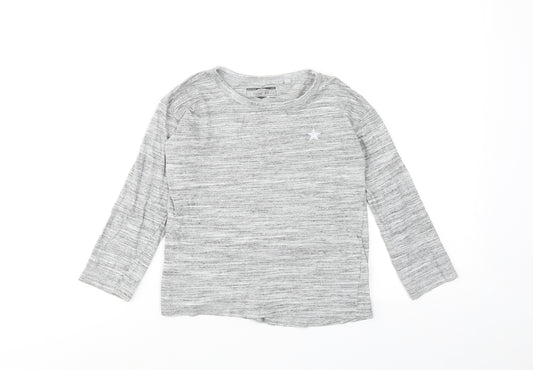 NEXT Boys Grey Cotton Basic T-Shirt Size 6-7 Years Round Neck Pullover