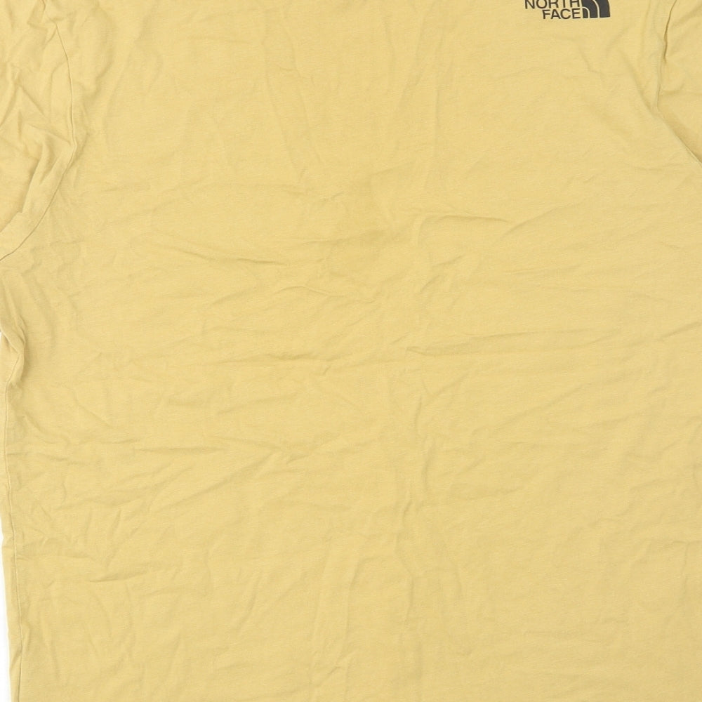 The North Face Mens Yellow Cotton T-Shirt Size M Round Neck