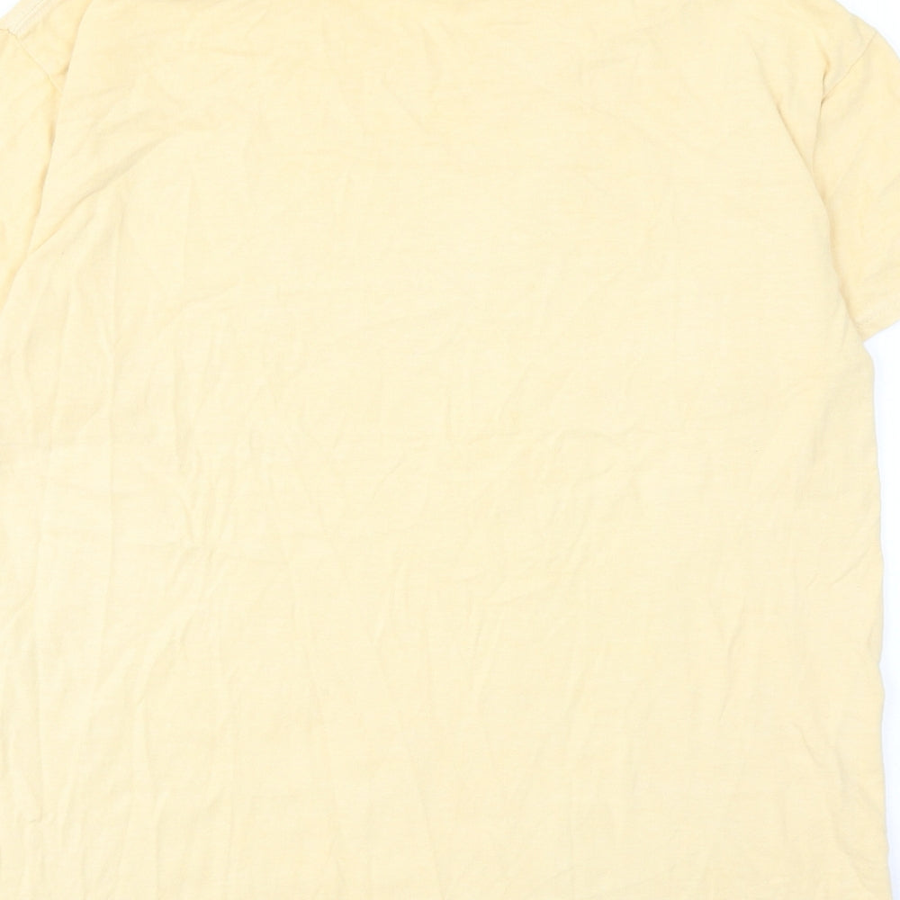 River Island Womens Yellow Cotton Basic T-Shirt Size 10 Round Neck - Trust The Vibes