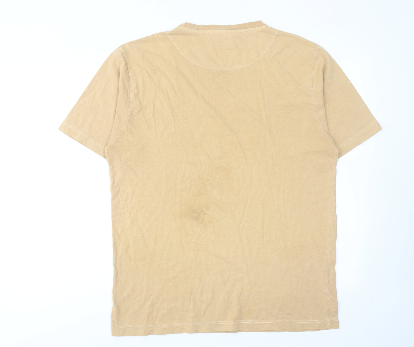 Guise Mens Brown Cotton T-Shirt Size L Round Neck