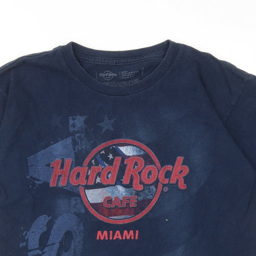 Hard Rock Mens Blue Cotton T-Shirt Size S Round Neck - Hard Rock Miami