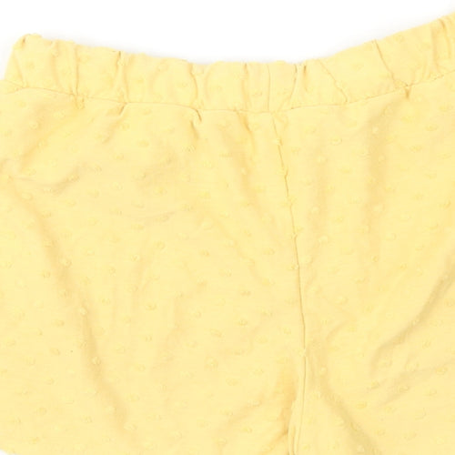 H&M Girls Yellow Polyester Bermuda Shorts Size 9-10 Years Regular - Textured