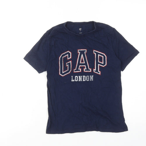 Gap Boys Blue Cotton Basic T-Shirt Size 8-9 Years Round Neck Pullover