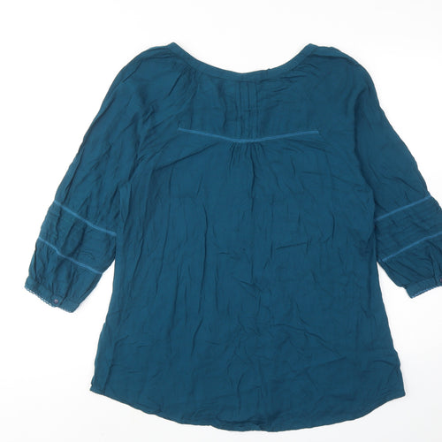 BHS Womens Blue Viscose Basic Blouse Size 14 V-Neck