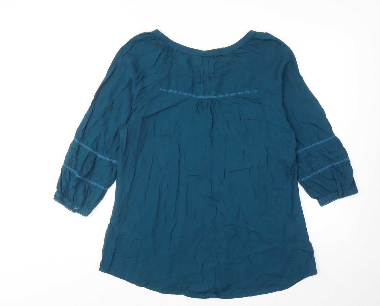 BHS Womens Blue Viscose Basic Blouse Size 14 V-Neck
