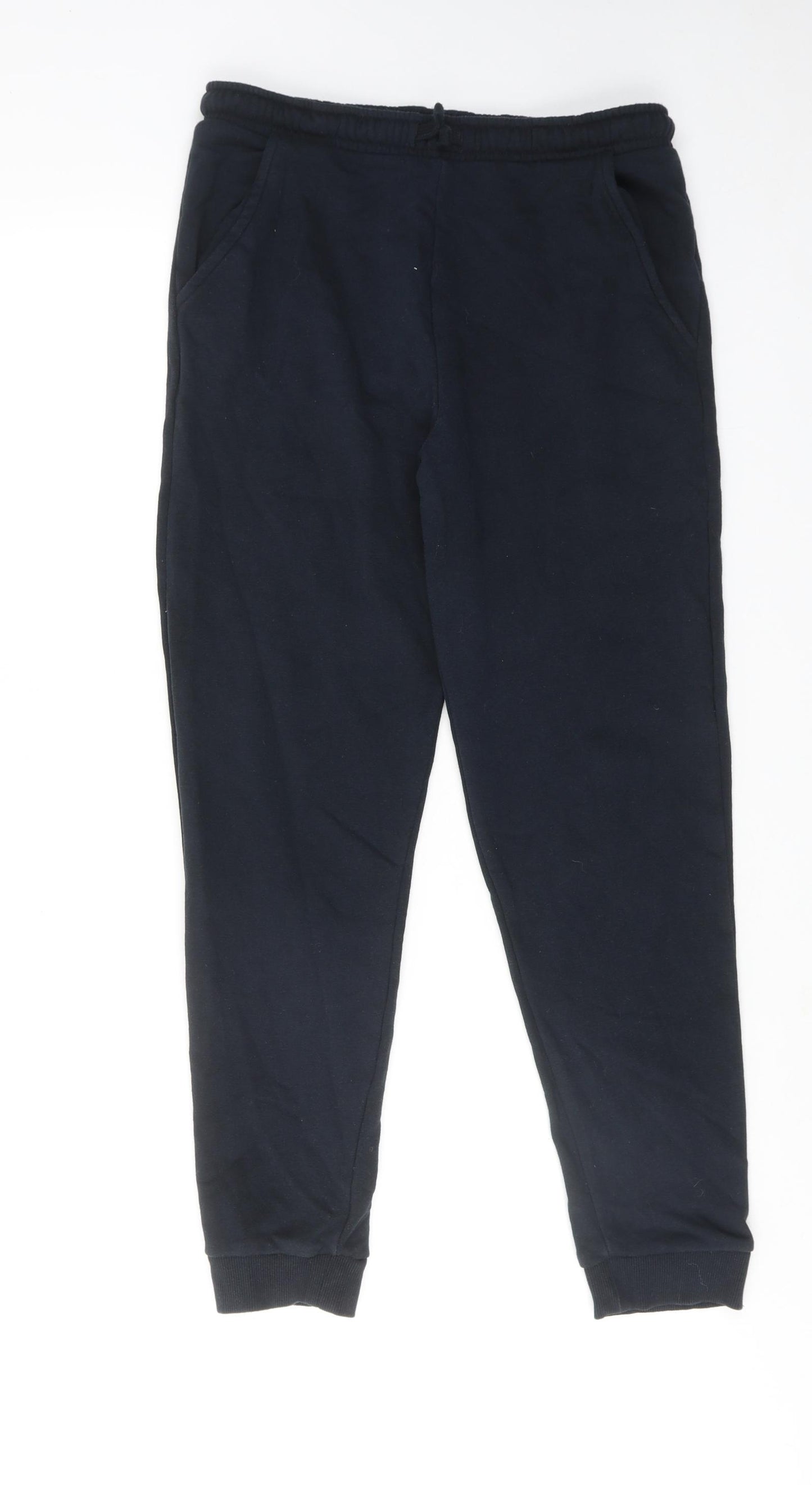 Marks and Spencer Boys Blue Cotton Jogger Trousers Size 13-14 Years Regular Drawstring