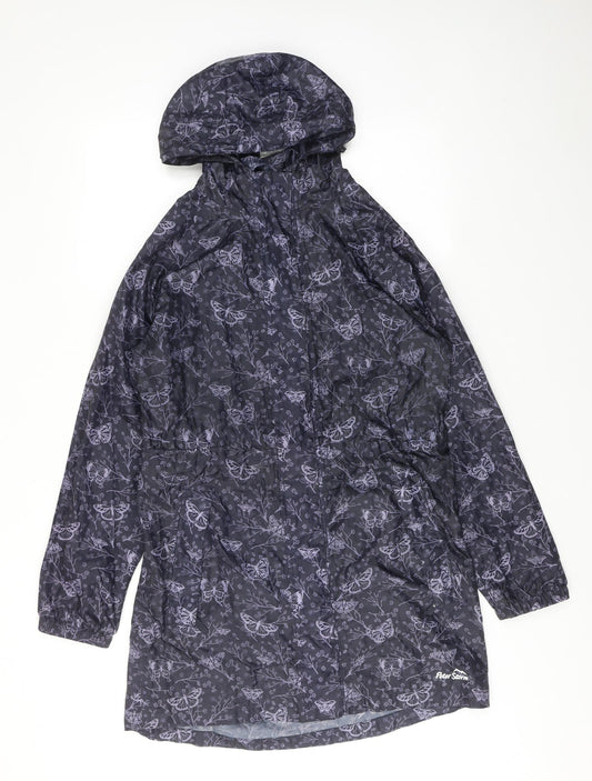 Peter Storm Womens Purple Geometric Rain Coat Coat Size 12 Zip - Butterfly Pattern