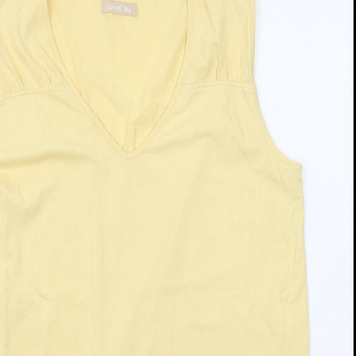 Daxon Womens Yellow Cotton Basic Tank Size 18 V-Neck