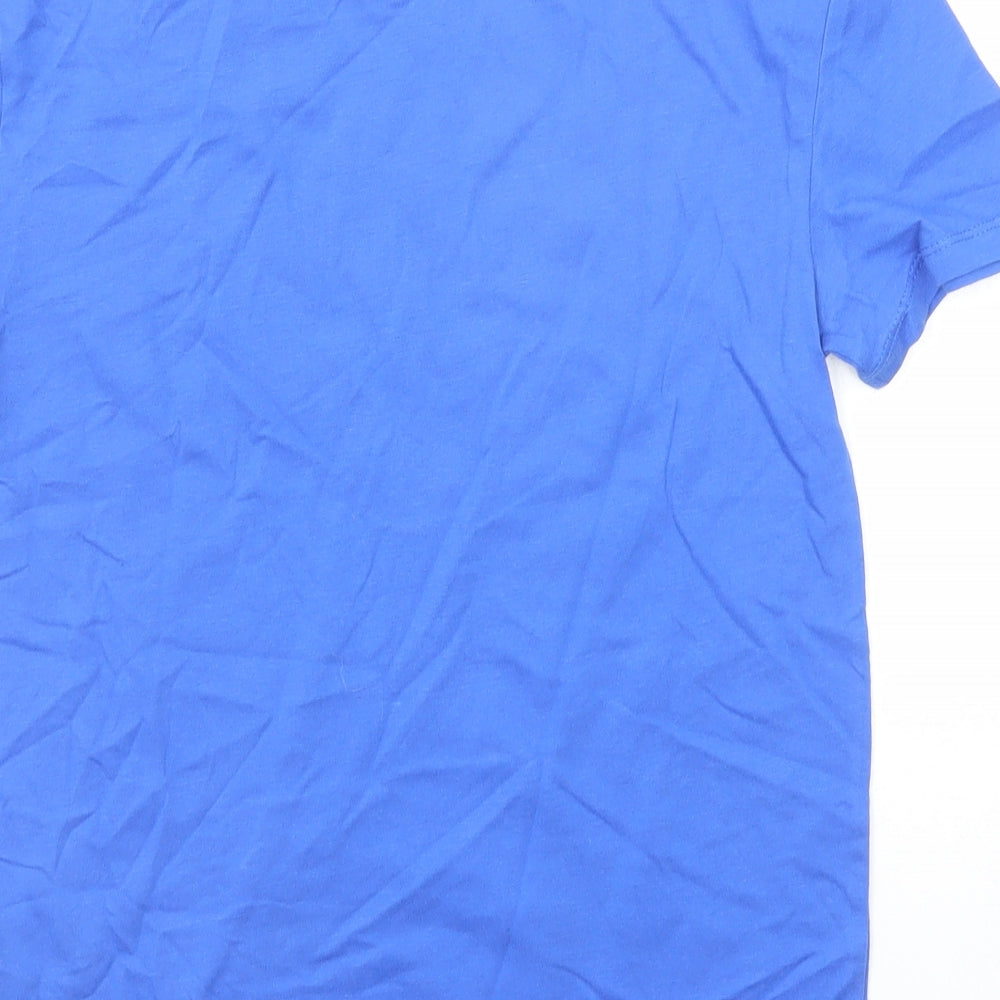 Marks and Spencer Boys Blue Cotton Basic T-Shirt Size 9-10 Years Round Neck Pullover - Brooklyn NYC