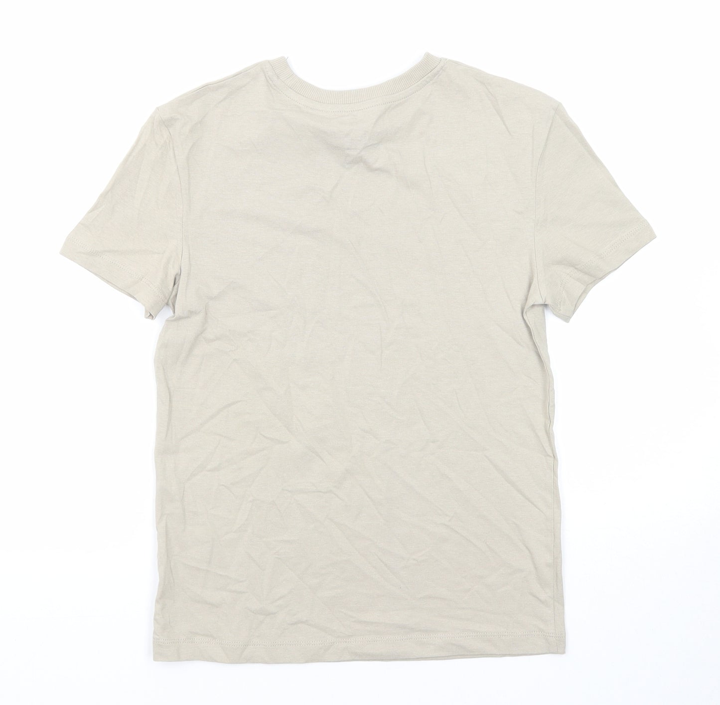 Marks and Spencer Boys Beige Cotton Basic T-Shirt Size 9-10 Years Round Neck Pullover - Gaming