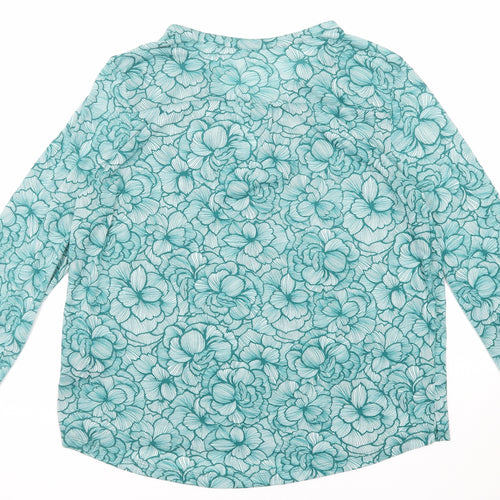 H&M Womens Green Geometric Polyester Basic Blouse Size M V-Neck