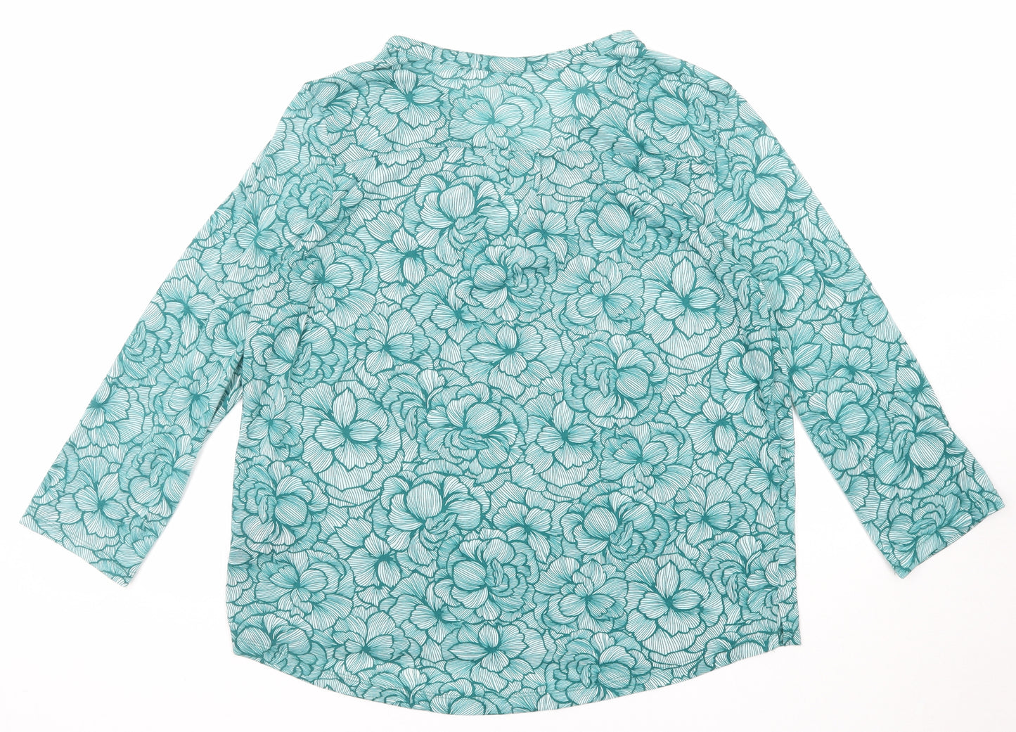 H&M Womens Green Geometric Polyester Basic Blouse Size M V-Neck