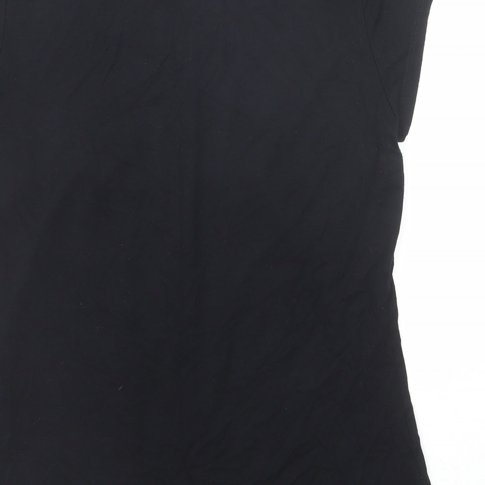 Marks and Spencer Womens Black Viscose Basic T-Shirt Size 8 Scoop Neck - Pleat Front Detail