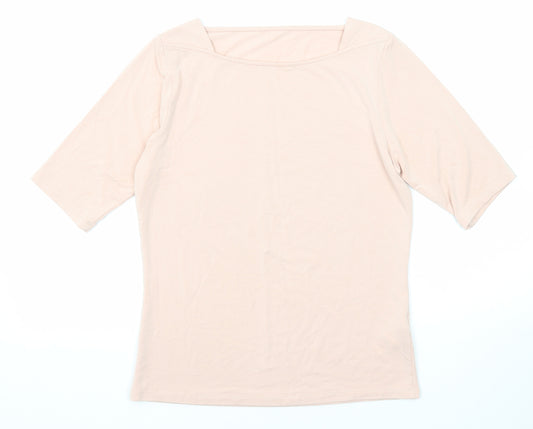 Autograph Womens Pink Modal Basic T-Shirt Size 10 Square Neck