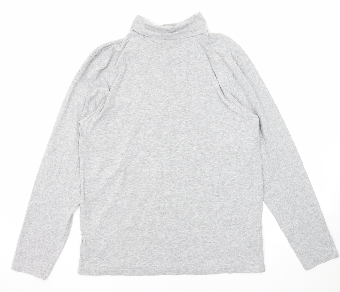 BHS Womens Grey Cotton Basic T-Shirt Size M Roll Neck