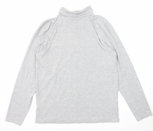 BHS Womens Grey Cotton Basic T-Shirt Size M Roll Neck