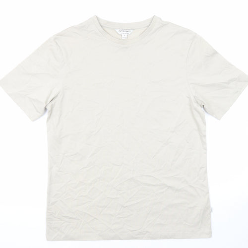Autograph Mens Beige Cotton T-Shirt Size M Round Neck