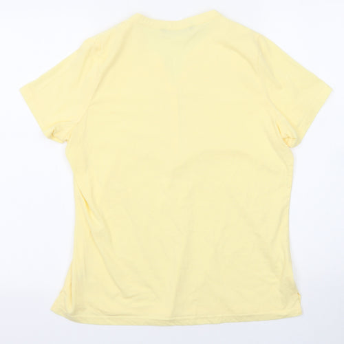 Bonmarché Womens Yellow Cotton Basic T-Shirt Size 14 V-Neck