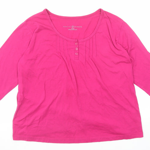Pretty Secrets Womens Pink Polyester Basic T-Shirt Size 16 Boat Neck - Size 16-18