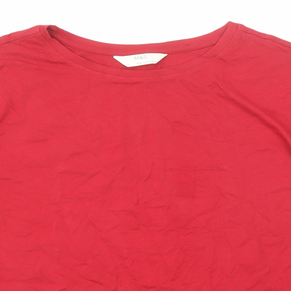Marks and Spencer Mens Red Cotton T-Shirt Size M Round Neck