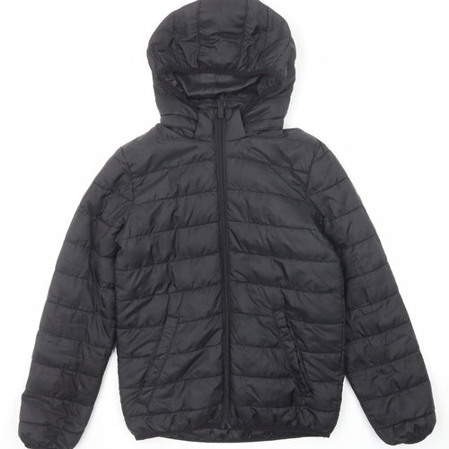 H&M Boys Black Quilted Jacket Size 8-9 Years Zip