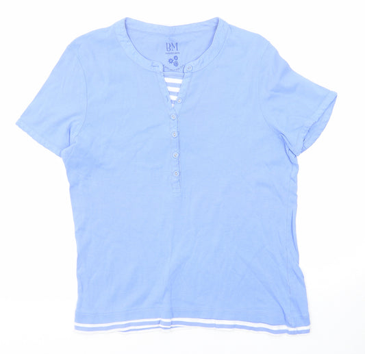 Bonmarché Womens Blue Cotton Basic T-Shirt Size M Boat Neck
