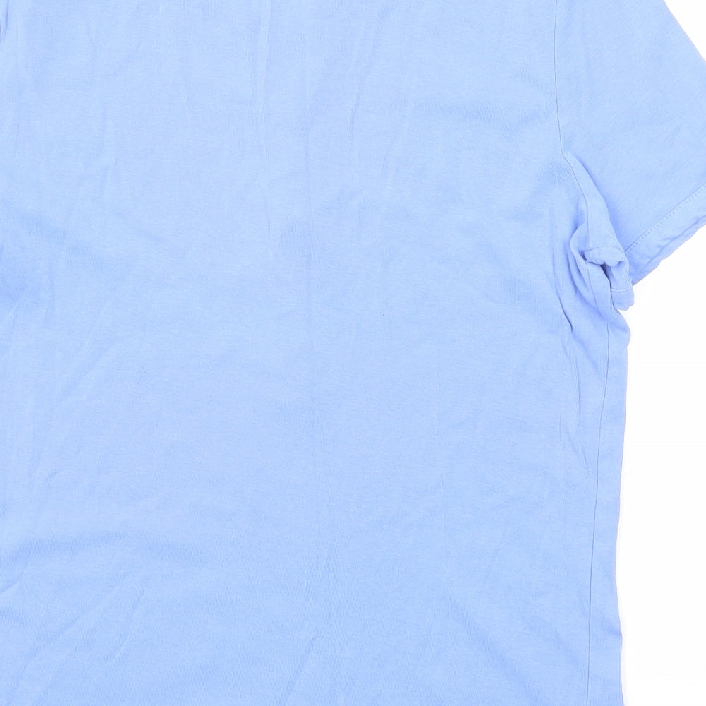 Bonmarché Womens Blue Cotton Basic T-Shirt Size M Boat Neck