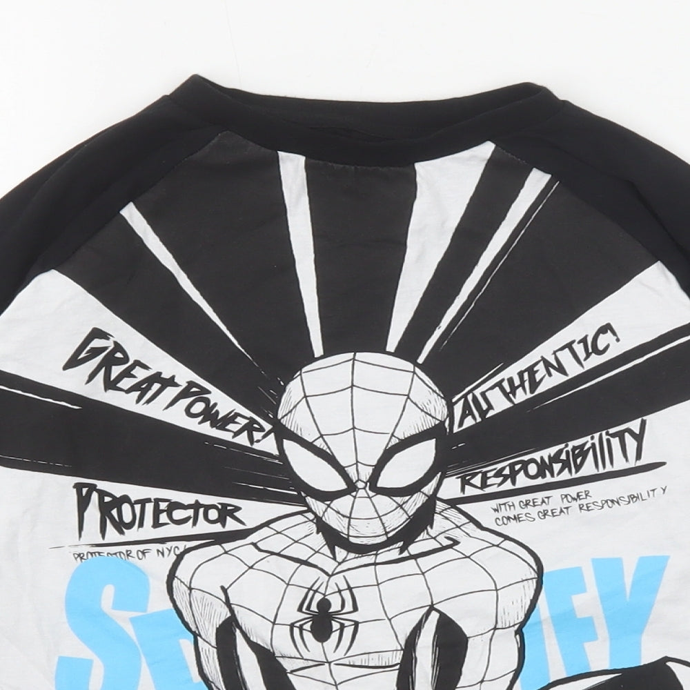 Marvel Boys Black Cotton Basic T-Shirt Size 9-10 Years Round Neck Pullover - Spiderman