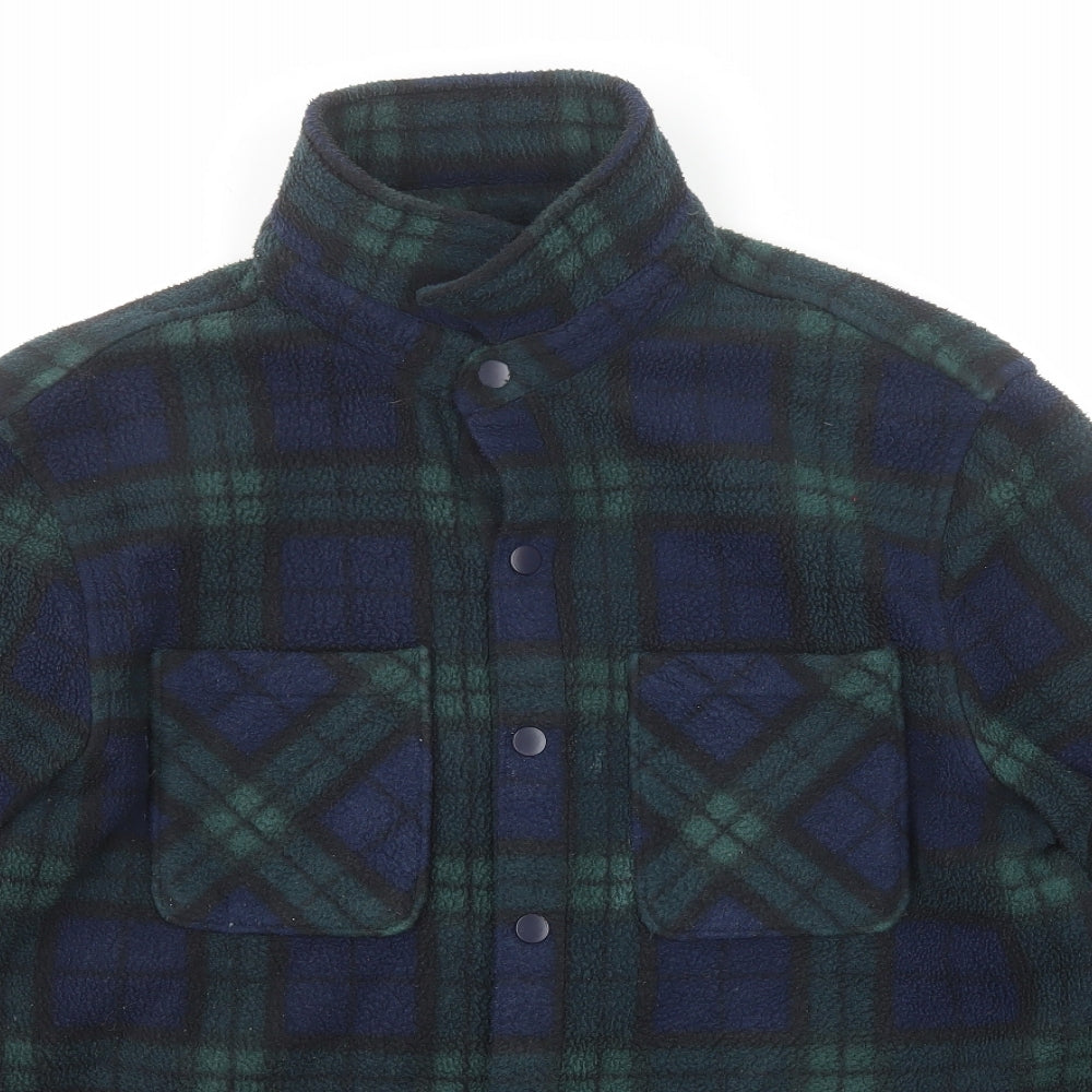 Marks and Spencer Mens Green Plaid Jacket Size M Snap - Shacket