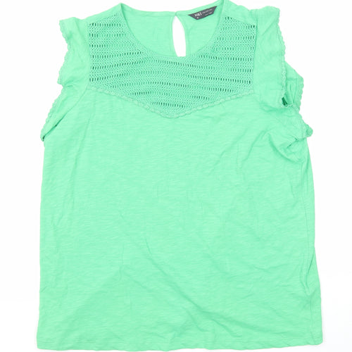 Marks and Spencer Womens Green Cotton Basic Tank Size 18 Round Neck