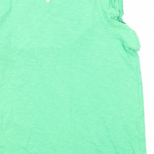 Marks and Spencer Womens Green Cotton Basic Tank Size 18 Round Neck