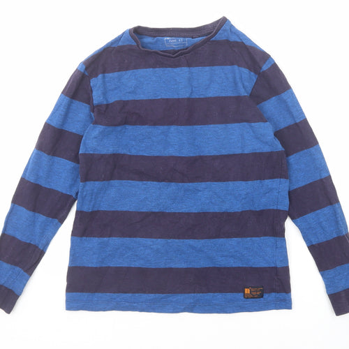 NEXT Boys Blue Striped Cotton Basic T-Shirt Size 11 Years Round Neck Pullover