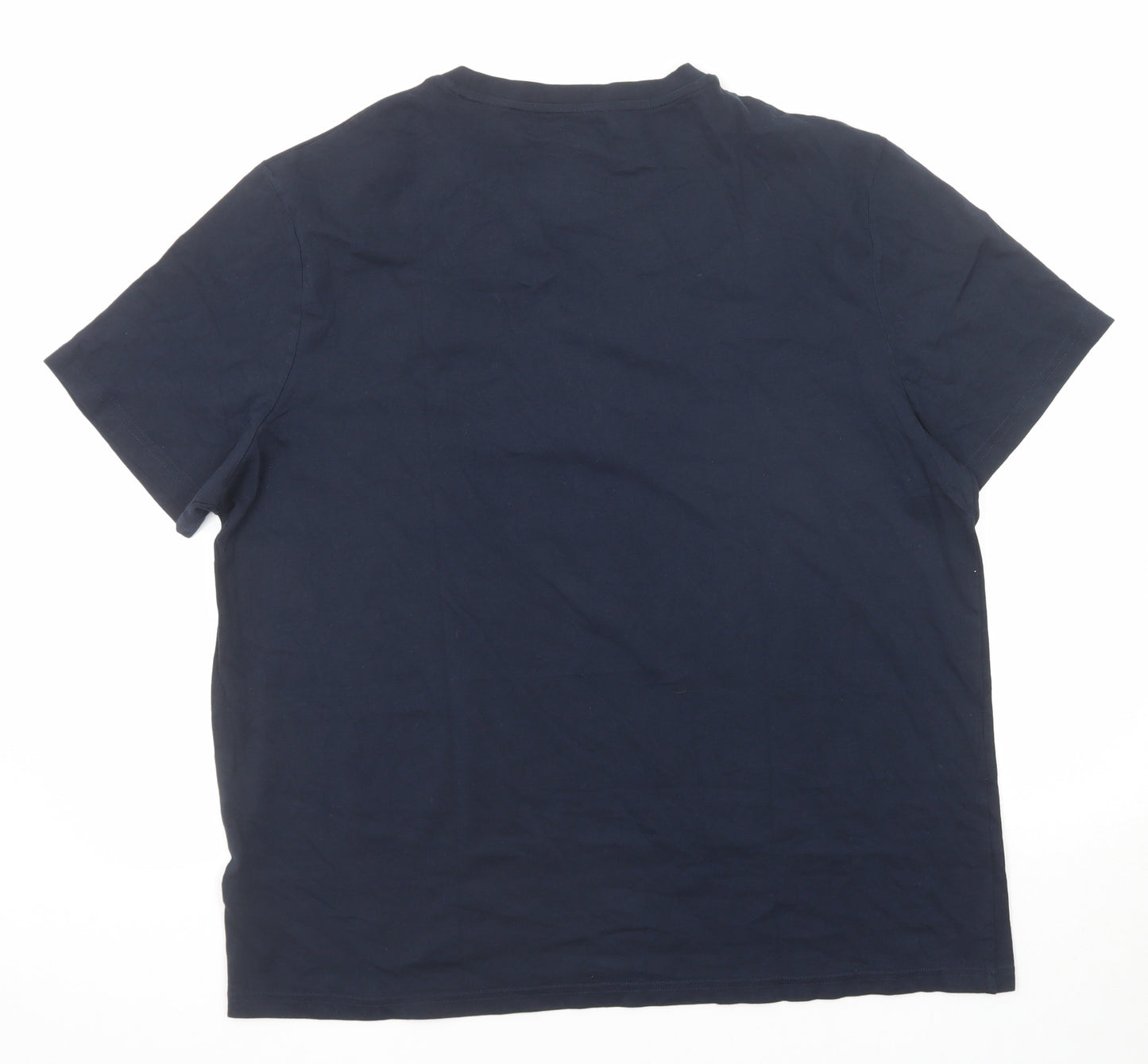 Marks and Spencer Mens Blue Cotton T-Shirt Size 2XL Round Neck