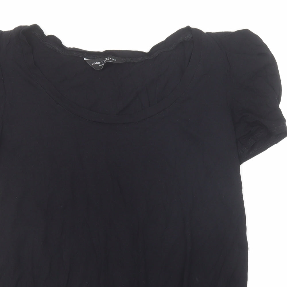 Dorothy Perkins Womens Black Viscose Basic T-Shirt Size 12 Round Neck