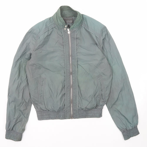 Zara Mens Green Bomber Jacket Jacket Size XL Zip