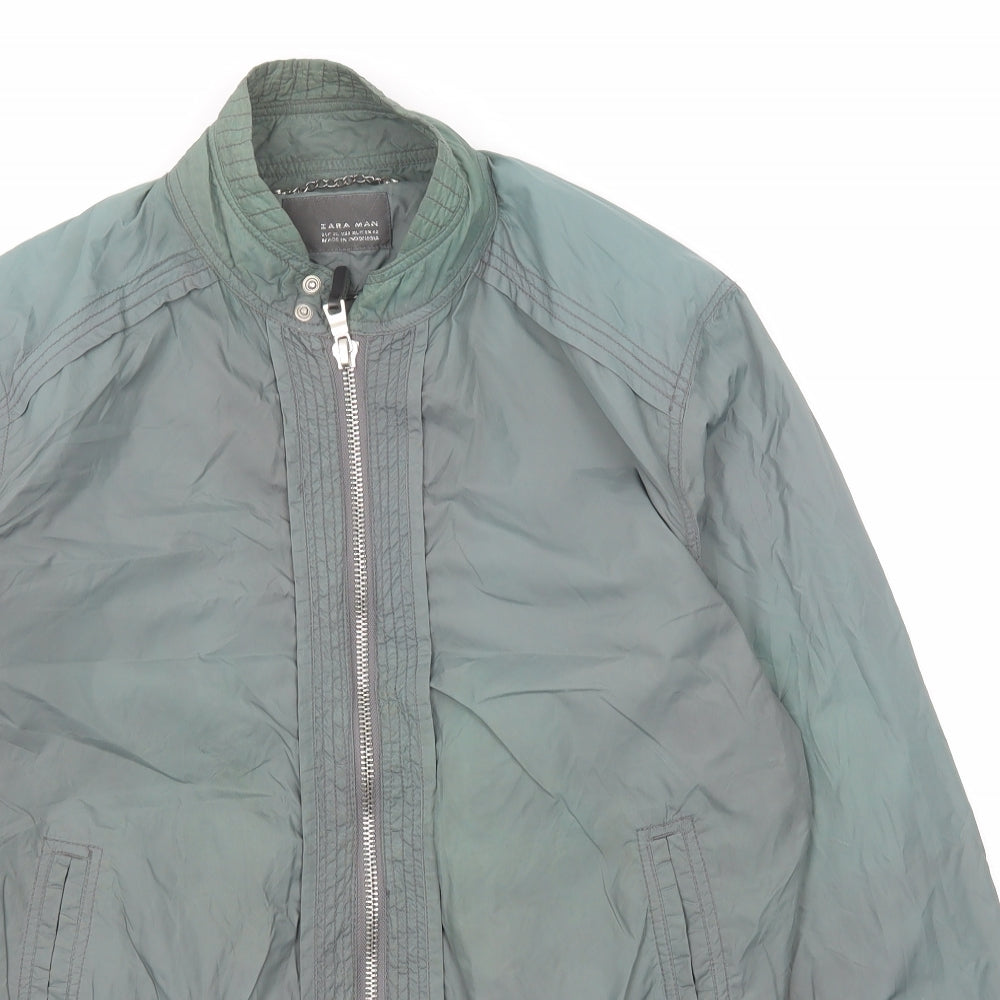 Zara Mens Green Bomber Jacket Jacket Size XL Zip