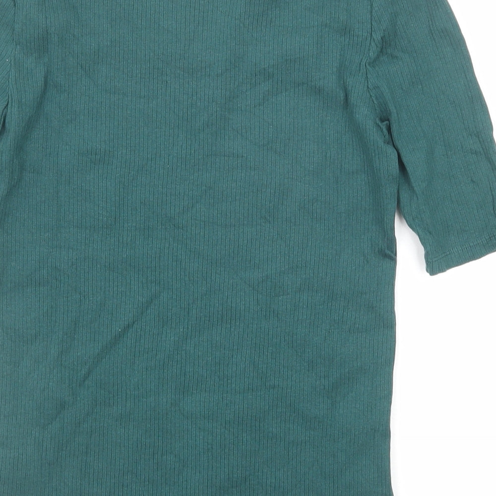 Uniqlo Womens Green Cotton Basic T-Shirt Size S Round Neck