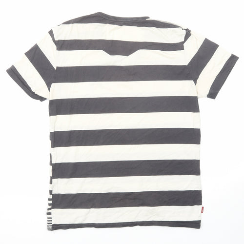 Levi's Mens Grey Striped Polyester T-Shirt Size M V-Neck