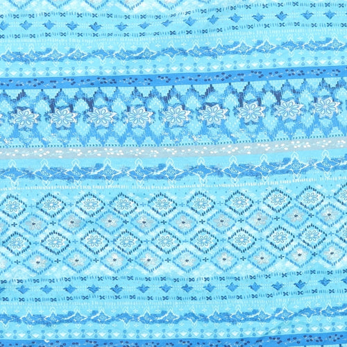 EWM Womens Blue Geometric Cotton Basic T-Shirt Size 22 V-Neck - Size 22-24