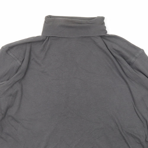 Mountain Warehouse Mens Grey Cotton T-Shirt Size S Roll Neck