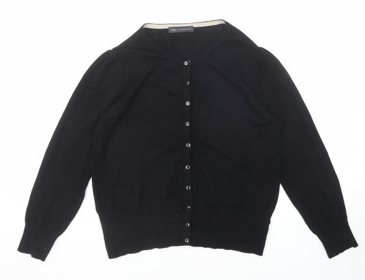 Marks and Spencer Womens Black Round Neck Viscose Cardigan Jumper Size 14